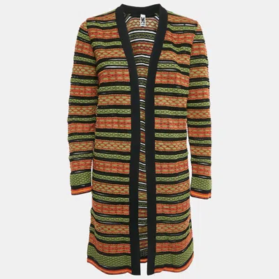 Pre-owned M Missoni Multicolor Patterned Knit Long Cardigan M