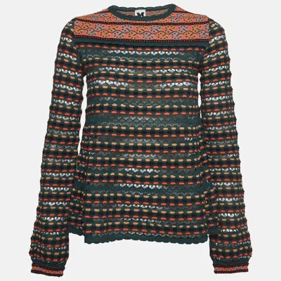 Pre-owned M Missoni Multicolor Patterned Knit Long Sleeve Top S