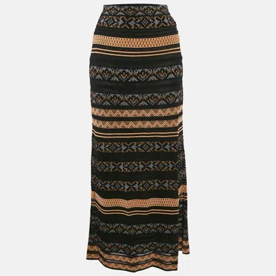 M Missoni Multicolor Patterned Knit Maxi Skirt In Black