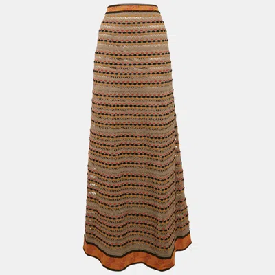 Pre-owned M Missoni Multicolor Patterned Knit Maxi Skirt M