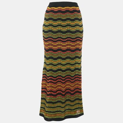 Pre-owned M Missoni Multicolor Patterned Knit Maxi Skirt S