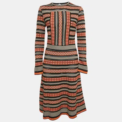 Pre-owned M Missoni Multicolor Patterned Knit Midi Dress M