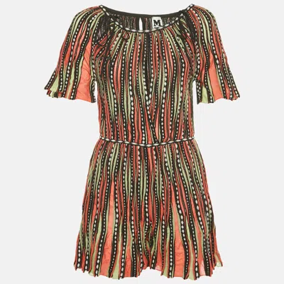M Missoni Multicolor Patterned Knit Neck Tie Detail Playsuit In Animal Print