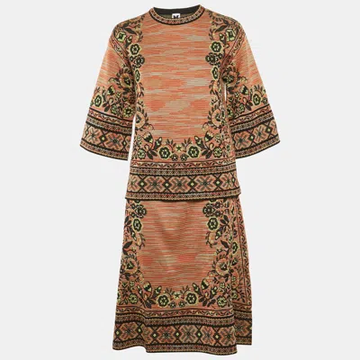 Pre-owned M Missoni Multicolor Patterned Knit Skirt And Top Set M/l