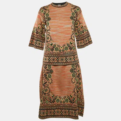 Pre-owned M Missoni Multicolor Patterned Knit Top And Midi Skirt Set S