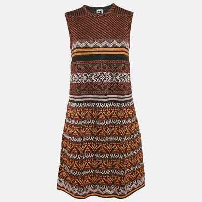 Pre-owned M Missoni Multicolor Patterned Lurex Knit Mini Dress S
