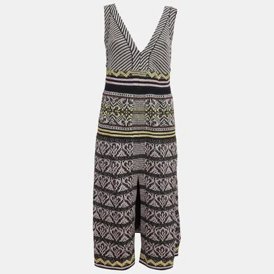 M Missoni Multicolor Patterned Lurex Knit Sleeveless Midi Dress In Gray