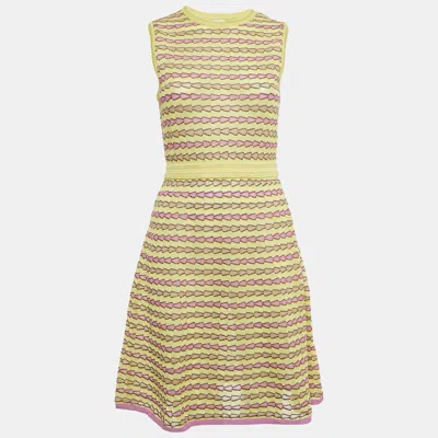 M Missoni Multicolor Patterned Lurex Knit Sleeveless Short Dress In Green