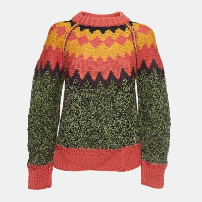 Pre-owned M Missoni Multicolor Patterned Wool-blend Knit Jumper S