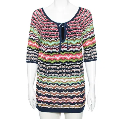 M Missoni Multicolor Perforated Knit Top