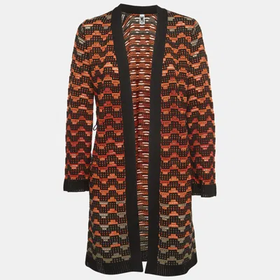 Pre-owned M Missoni Multicolor Perforated Patterned Knit Cardigan S