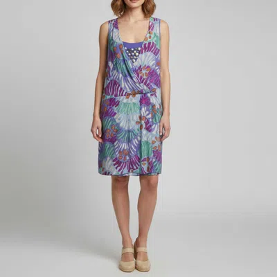 Pre-owned M Missoni Multicolor Print Crepe Sleeveless Draped Short Dress M