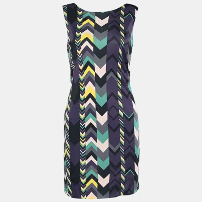 M Missoni Multicolor Printed Jersey Sleeveless Midi Dress In Blue