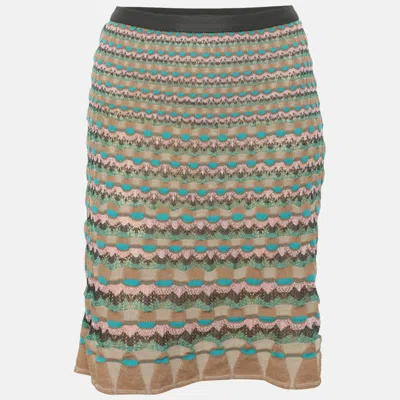 Pre-owned M Missoni Multicolor Printed Patterned Knit Mini Skirt L