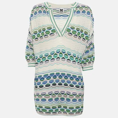 Pre-owned M Missoni Multicolor Printed Patterned Knit Tunic Tops M