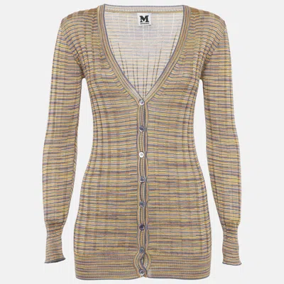 Pre-owned M Missoni Multicolor Rib Knit Button Down Cardigan M