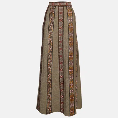 Pre-owned M Missoni Multicolor Stripe Lurex Knit Flared Midi Skirt L
