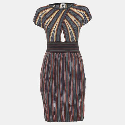 Pre-owned M Missoni Multicolor Striped Knit Criss-cross Mini Dress M