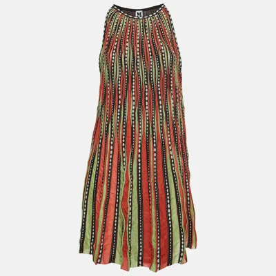 Pre-owned M Missoni Multicolor Striped Knit Sleeveless Mini Dress L