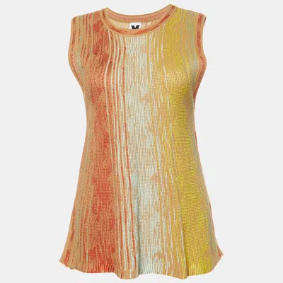 Pre-owned M Missoni Multicolor Textured Knit Sleeveless Top S