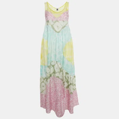 Pre-owned M Missoni Multicolor Tie-dye Printed Silk Sleeveless Maxi Dress S