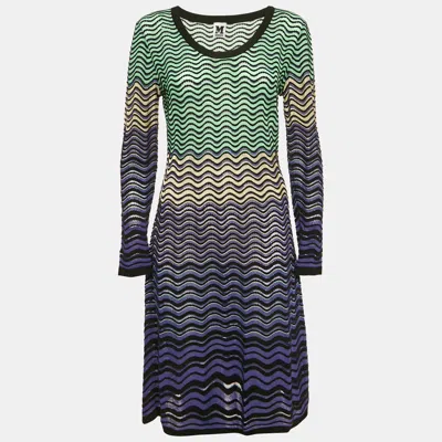 Pre-owned M Missoni Multicolor Wave Pattern Knit Short Dress L
