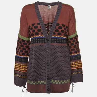 Pre-owned M Missoni Multicolor Wool Blend Buttoned Front Cardigan L