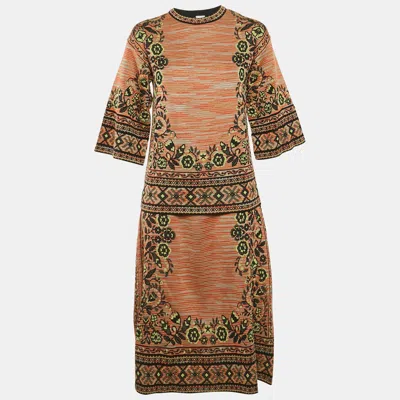 Pre-owned M Missoni Multicolor Wool Blend Patterned Knit Top And Midi Skirt Set M/s