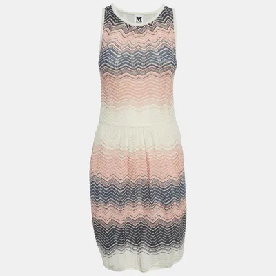 Pre-owned M Missoni Multicolor Zig Zag Knit Sleeveless Mini Dress S In Pink