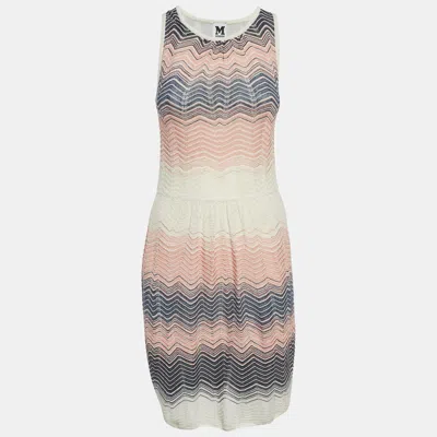 M Missoni Multicolor Zig Zag Knit Sleeveless Mini Dress In White