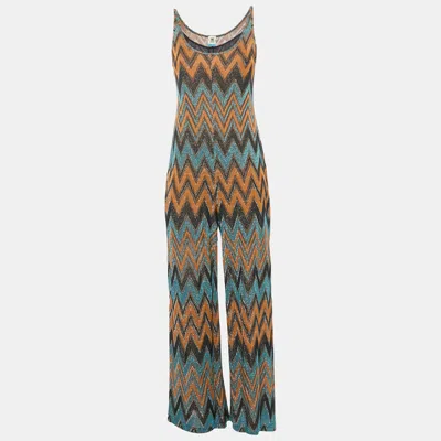 Pre-owned M Missoni Multicolor Zig Zag Lure Knit Sleeveless Jumpsuit S