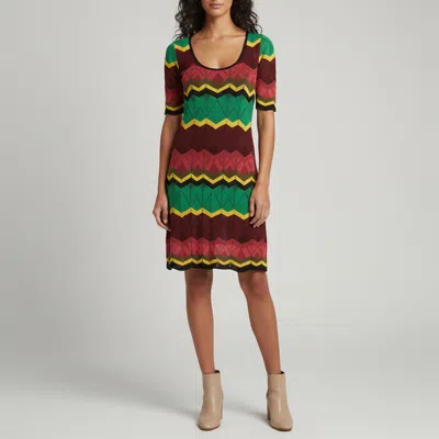 Pre-owned M Missoni Multicolor Zig-zag Pointelle Knit Mini Dress Xs