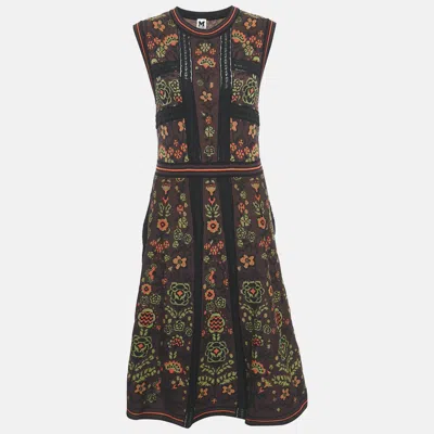 Pre-owned M Missoni Multicolor/burgundy Patterned Knit Sleeveless Dress L