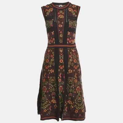 Pre-owned M Missoni Multicolor/burgundy Patterned Knit Sleeveless Dress M