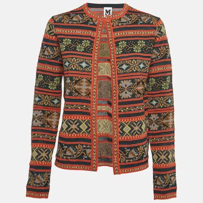 Pre-owned M Missoni Multicolored Patterned Knit Long Sleeve Cardigan M