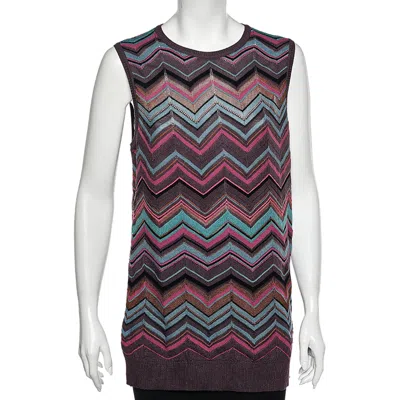 M Missoni Multicolored Perforated Knit Sleeveless Top