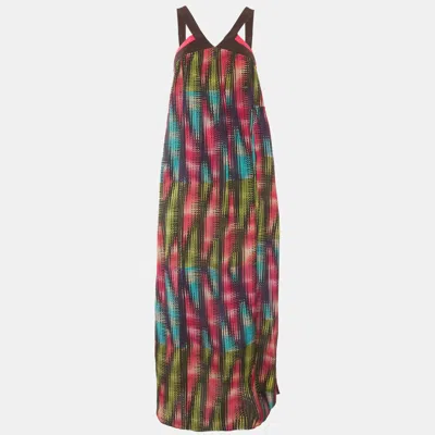 M Missoni Multicolour Abstract Print Silk Flared Maxi Dress