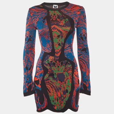 M Missoni Multicolour Intarsia Knit Mini Dress In Brown