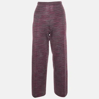 M Missoni Multicolour Patterned Rib Knit Straight Fit Pants In Purple
