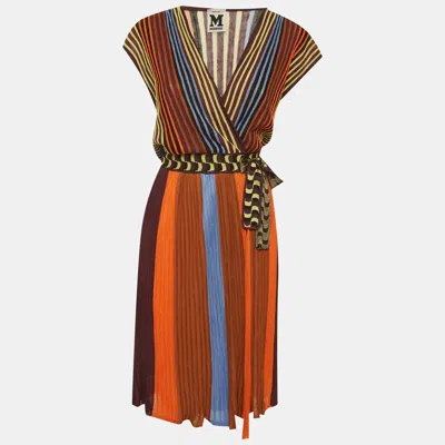 Pre-owned M Missoni Multicolour Rib Knit Wrap Mini Dress M