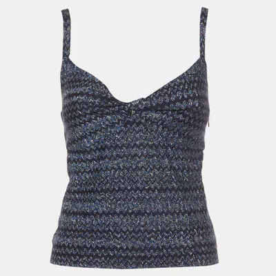 Pre-owned M Missoni Navy Blue Zig-zag Lurex Knit Camisole S