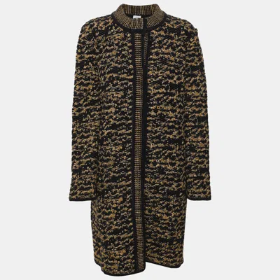 Pre-owned M Missoni Navy Blue/yellow Tweed Cardigan L