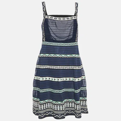 Pre-owned M Missoni Navy Patterned Knit Dress L