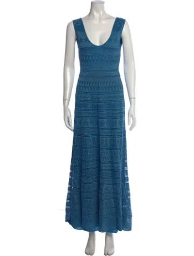 Pre-owned M Missoni Nylon Long Dress W/ Tags In Blue