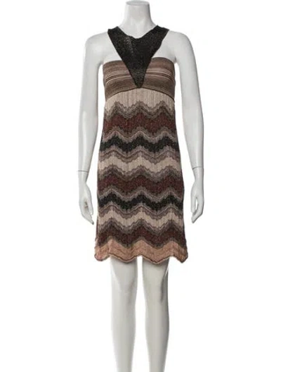 Pre-owned M Missoni Nylon Mini Dress In Metallic/neutrals