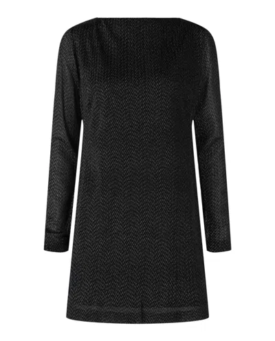 M Missoni Off-the-shoulder Chevron Mini Dress In Black
