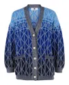 M Missoni Ombre' Diamond Lattice Knit Cardigan In Blue