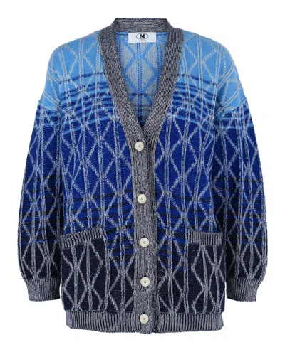 M Missoni Ombre' Diamond Lattice Knit Cardigan In Blue