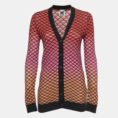 Pre-owned M Missoni Ombre Pink Criss Cross Knit V-neck Cardigan M