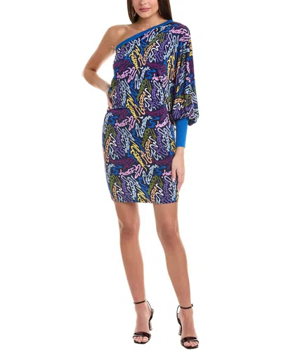 M Missoni One Shoulder Sheath Dress In Blue